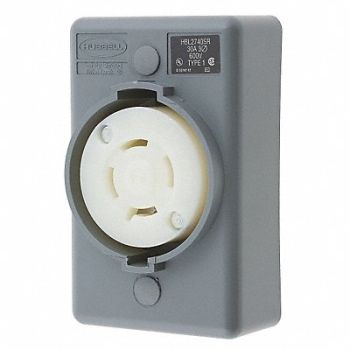 HUBBELL Locking Receptacle Industrial 30 Gray, 4CV57