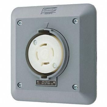 HUBBELL Lck Recept 30 A Gray Valox L17-30R 2Gng, 4CV58