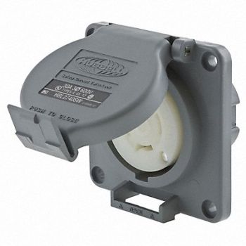 HUBBELL Watertight Locking Receptacle 30 Gray, 4CV59