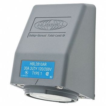 HUBBELL Angle Locking Receptacle Industrial 30, 4CV64