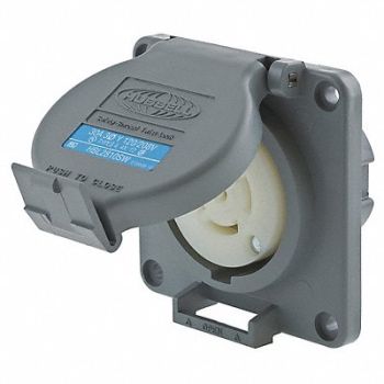 HUBBELL Watertight Locking Receptacle 30 Gray, 4CV67