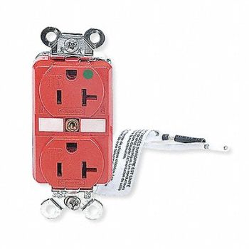 HUBBELL Receptacle Duplex 20A 5-20R 125V Red, 4CV80