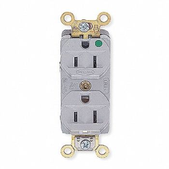 HUBBELL Receptacle Duplex 15A 5-15R 125V Gray, 4D035