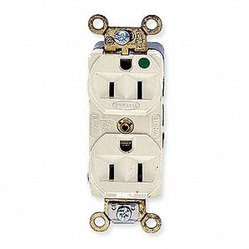 HUBBELL Receptacle Duplex 15A 5-15R 125V Ivory, 4D036