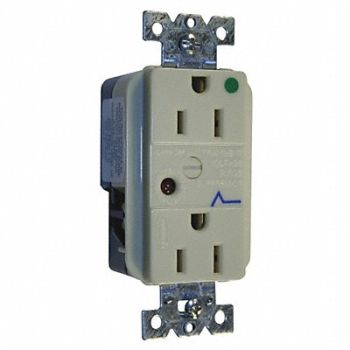 HUBBELL Receptacle Deco 15A 5-15R 125V Ivory, 4D037