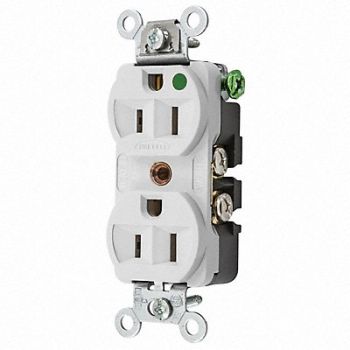 HUBBELL Receptacle Duplex 15A 5-15R 125V White, 4D040