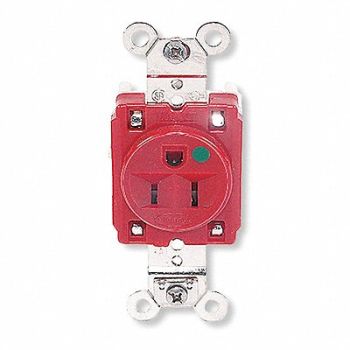 HUBBELL Receptacle Single 15A 5-15R 125V Red, 4D045