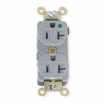 HUBBELL Receptacle Duplex 20A 5-20R 125V Gray, 4D057