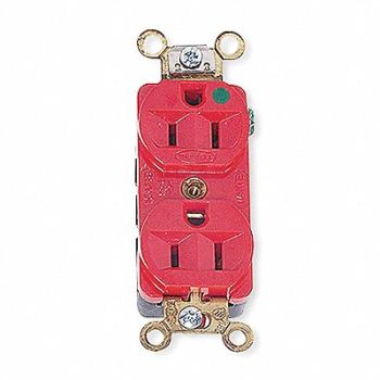 HUBBELL Receptacle Duplex 20A 5-20R 125V Red, 4D059