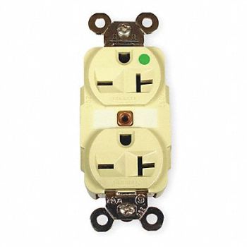 HUBBELL Receptacle Duplex 20A 6-20R 250V Ivory, 4D076