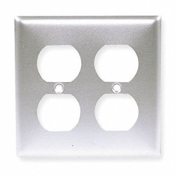 HUBBELL Dup Recept Wll Plt Stnd Silver 2Gng Brsh, 5C229