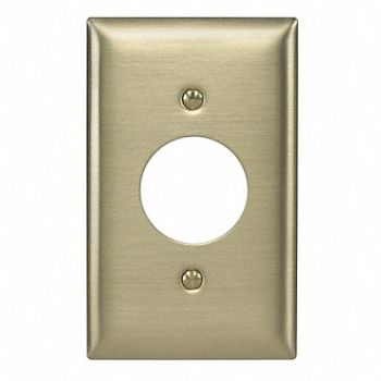 HUBBELL Sng Recept Wll Plt Stnd Brass 1Gng Brsh, 4D157