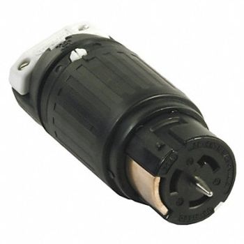 HUBBELL Lockng Plug Strt 50 A Blk Wht Nyl 4Blds, 4D205