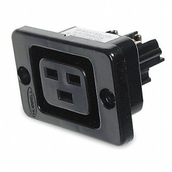 HUBBELL Receptacle Single 20A Non-NEMA 250V Blck, 4D260