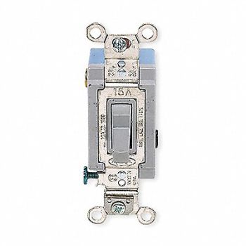 HUBBELL Wall Swtch 1-Pole 120/277V 15A Gry Toggl, 4D263