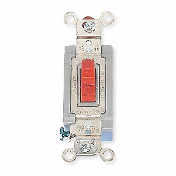 HUBBELL Wall Swtch 1-Pole 120/277V 15A Red Toggl, 4D264