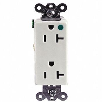 HUBBELL Receptacle Deco 20A 5-20R 125V White, 4D314
