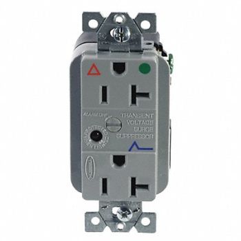 HUBBELL Receptacle Deco 20A 5-20R 125V Gray, 4D330