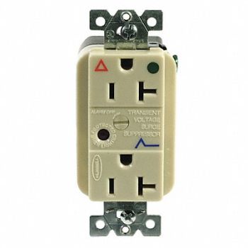 HUBBELL Receptacle Deco 20A 5-20R 125V Ivory, 4D331