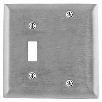 HUBBELL TglSwch/BlankWllPlt Stnd Slvr 2Gng Brsh, 4D487