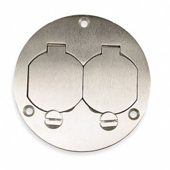 HUBBELL WIRING DEVICE-KELLEMS Floor Box Cover Round Aluminum 3 7/8 in., 4D541