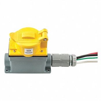 HUBBELL WIRING DEVICE-KELLEMS Prewired Receptacle 125/250V CS6369 Ylw, 4D583