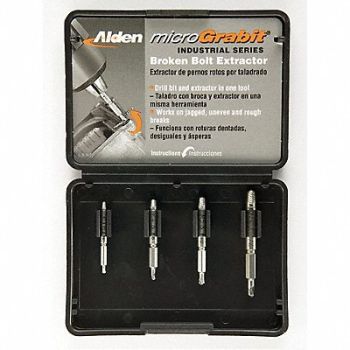 ALDEN Screw Extractor Set 4pc HSS Plastic Case, 4DZL2