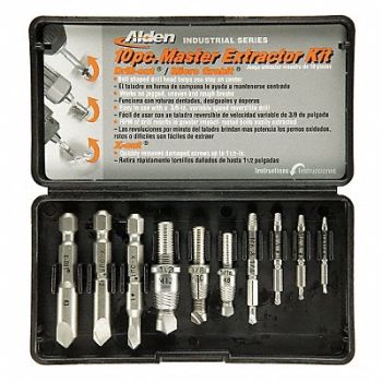 ALDEN Screw Extractor Set 10pc HSS, 4DZL7