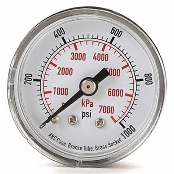 GRAINGER APPROVED Pressure Gauge Test 1-1/2 In, 4EFD3