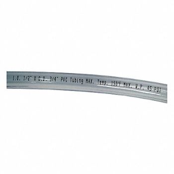GRAINGER APPROVED Tubing 1/2 I.D. 100 ft Clear Flexible, 4EGV6