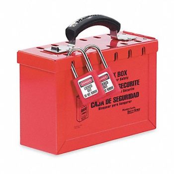 MASTER LOCK Group Lockout Box 12 Locks Max Red, 4EMZ1