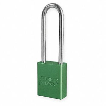 AMERICAN LOCK E0163 Lockout Padlock KD Green 1-7/8 H, 4END6