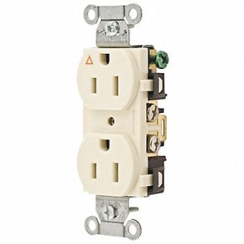 HUBBELL Receptacle Duplex 15A 5-15R 125V Ivory, 4ENH5