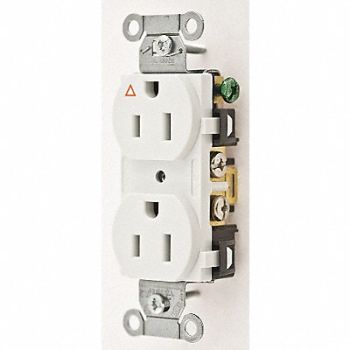 HUBBELL Receptacle Duplex 15A 5-15R 125V White, 4ENH7