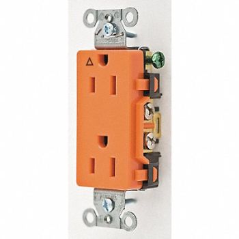 HUBBELL Receptacle Deco 15A 5-15R 125V Orange, 4ENH8