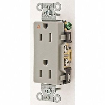 HUBBELL Receptacle Deco 15A 5-15R 125V Gray, 4ENJ1