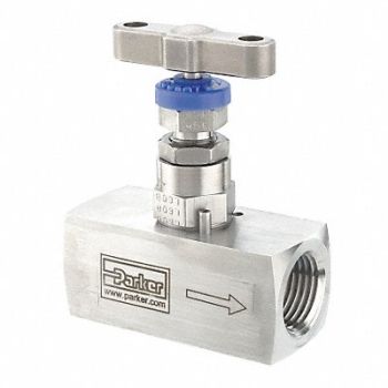 PARKER Needle Valve Straight SS 1/2 in FNPT, 4EUK1