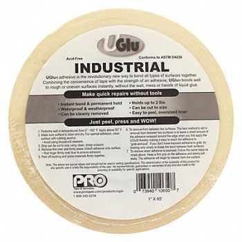 UGLU Adhesive Tape 1 x 65 ft Roll Amber, 4EWF9