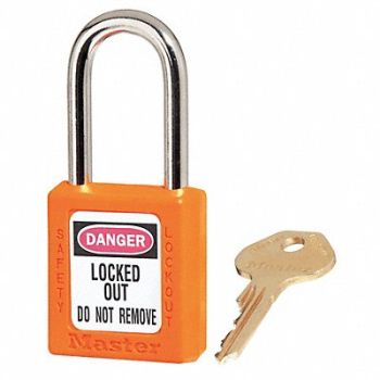 MASTER LOCK F0080 Lockout Padlock KA Orange 1-3/4 H, 8ARE3