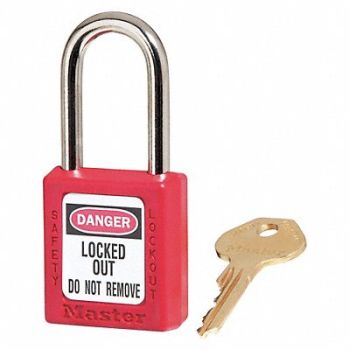 MASTER LOCK F0080 Lockout Padlock KA Red 1-3/4 H, 9WJZ7