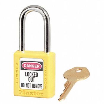 MASTER LOCK F0080 Lockout Padlock KA Yellow 1-3/4 H, 8ARE4