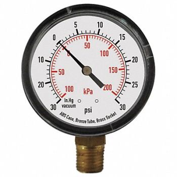GRAINGER APPROVED D1348 Compound Gauge Test 3-1/2 In, 4FLX4