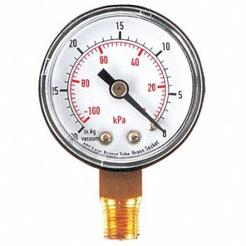 GRAINGER APPROVED D1334 Vacuum Gauge Test 1-1/2 In, 4FLP6