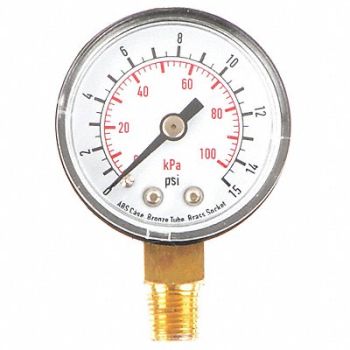 GRAINGER APPROVED D1334 Pressure Gauge Test 1-1/2 In, 4FLP8