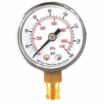 GRAINGER APPROVED D1334 Pressure Gauge Test 1-1/2 In, 4FLR3