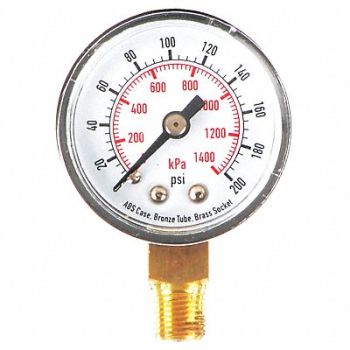 GRAINGER APPROVED D1334 Pressure Gauge Test 1-1/2 In, 4FLR4