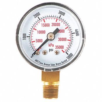 GRAINGER APPROVED D1334 Pressure Gauge Test 1-1/2 In, 4FLT3