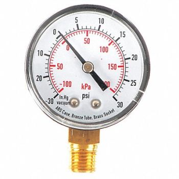 GRAINGER APPROVED D1338 Compound Gauge Test 2 In, 4FLT6