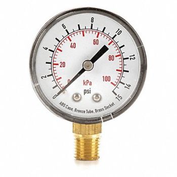 GRAINGER APPROVED D1338 Pressure Gauge Test 2 In, 4FLT7