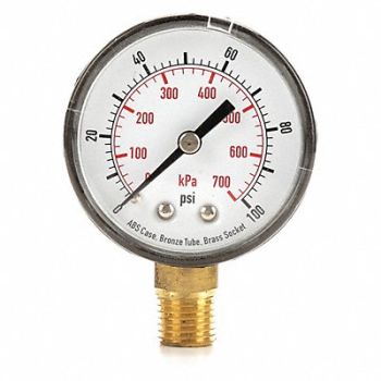 GRAINGER APPROVED D1338 Pressure Gauge Test 2 In, 4FLU1